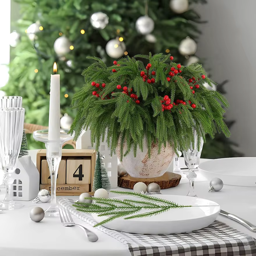 5pcs Artificialplant en plastique aiguilles de pin Accueil vase festival fête En Plein Air Jardin cour Arbre De Noël couronne Bricolage cadeau Décor