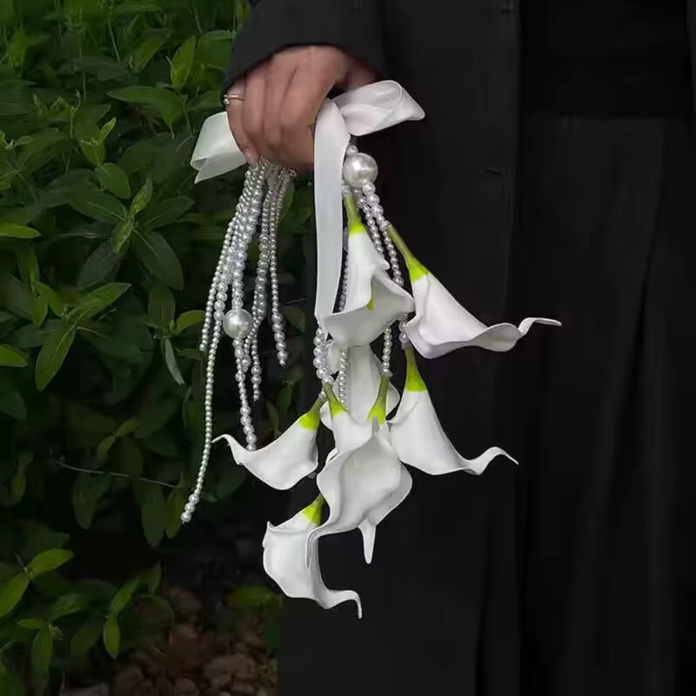 Bouquet de fleurs artificielles de luxe avec perles pour mariage