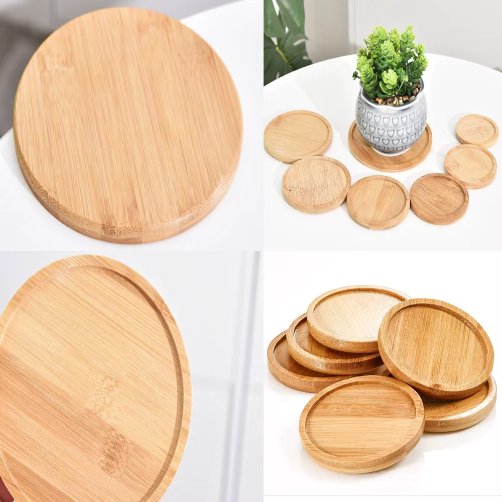 Plateau Pots de fleurs en bois de bambou