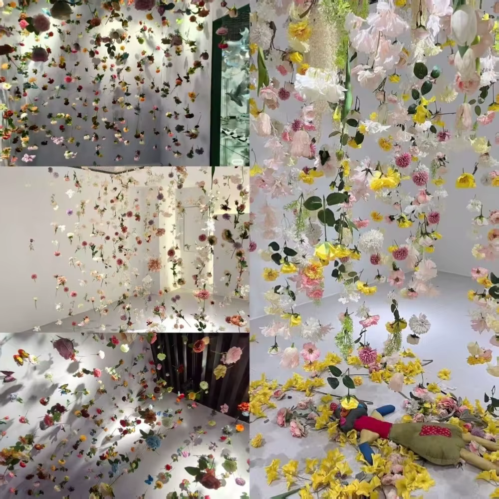 Rideau de fleurs artificielles style bohème
