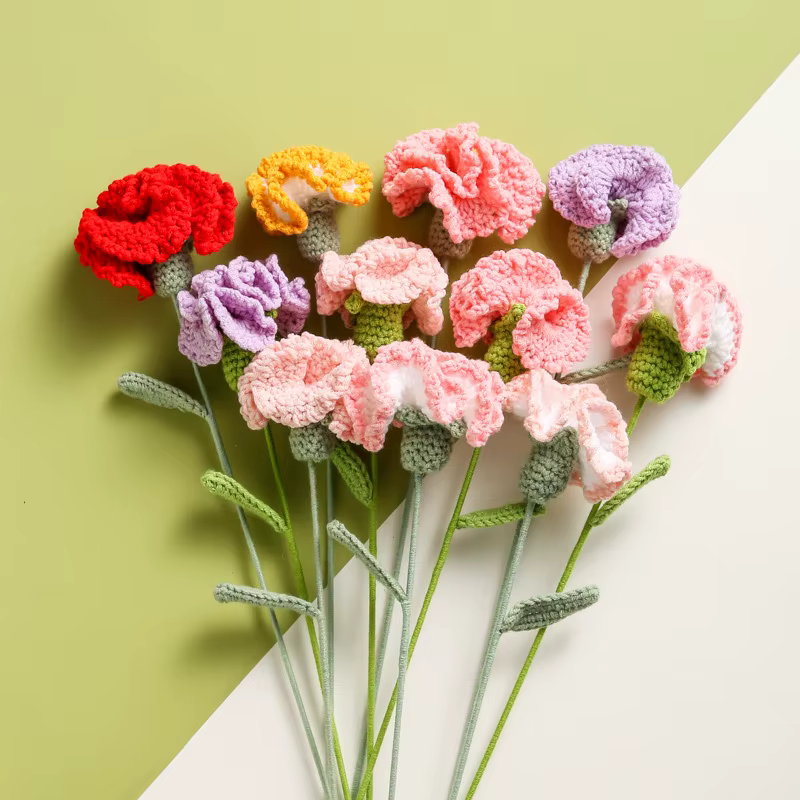 Bouquet de fleurs artificielles en crochet