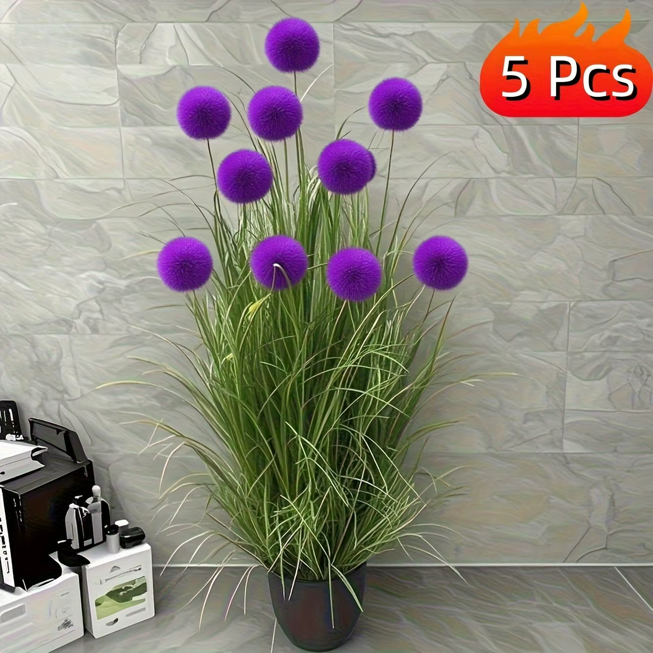 Plantes artificielles en herbe bulbeuse violette
