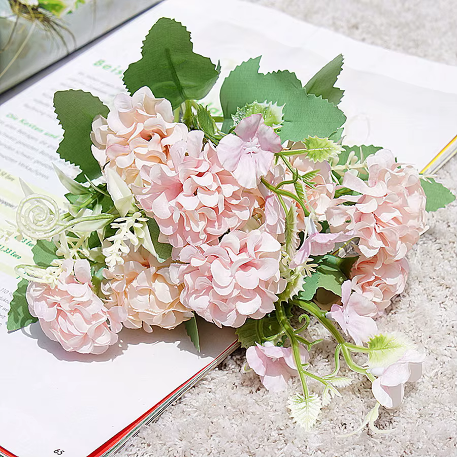 Fleur artificielle 5 Fourche Bouquet Soie Oeillet Boule Simulation Valentine Faux Maison Chambre DecoraSet Manuel Brial