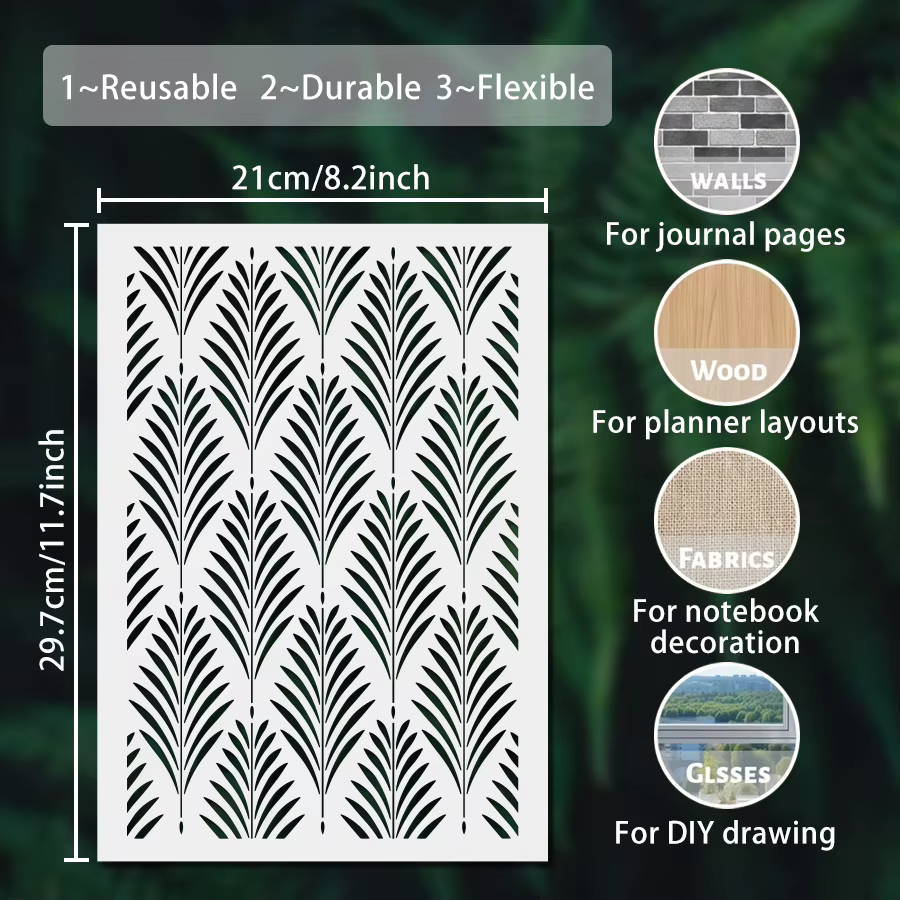 1PC Pochoir de dessin A4 en forme de feuille de palmier