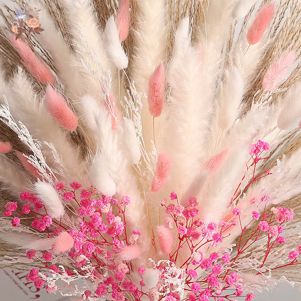 Bouquet de fleurs d'herbe de Pampas éternelle rose