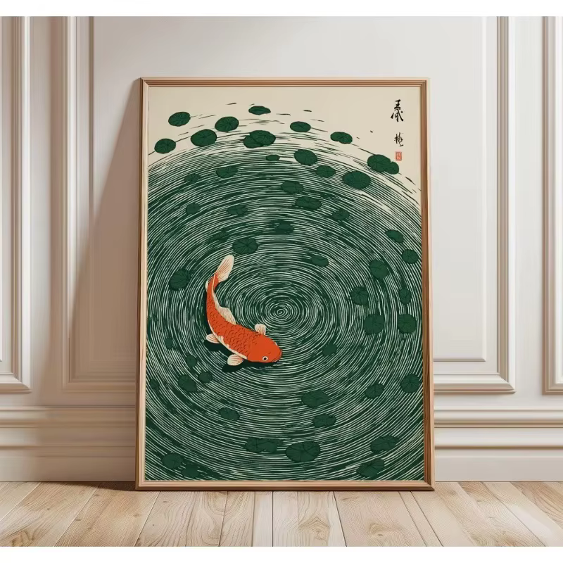 Impression d'art de lotus japonais
