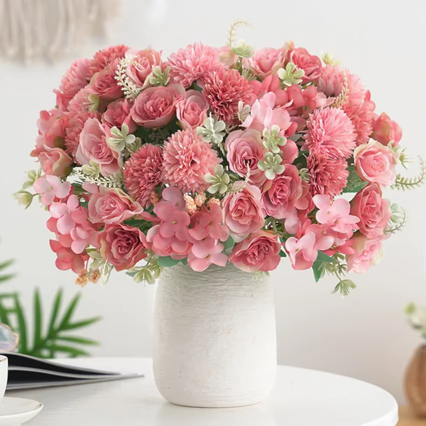 Fleurs artificielles 30CM Soie Roses Couronne De Mariage Brial Bouquet Vase HomeRoom Décor Festival Guirlande Scrapbooking FakeHydrangea