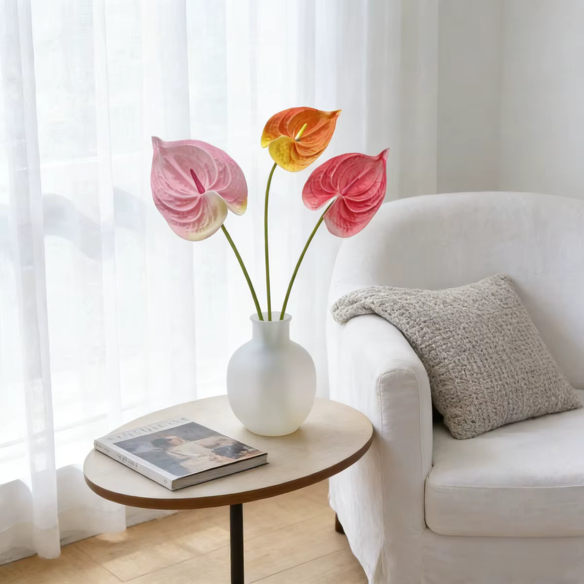 Plante artificielle Anthurium Peace Lily de haute qualité de 22