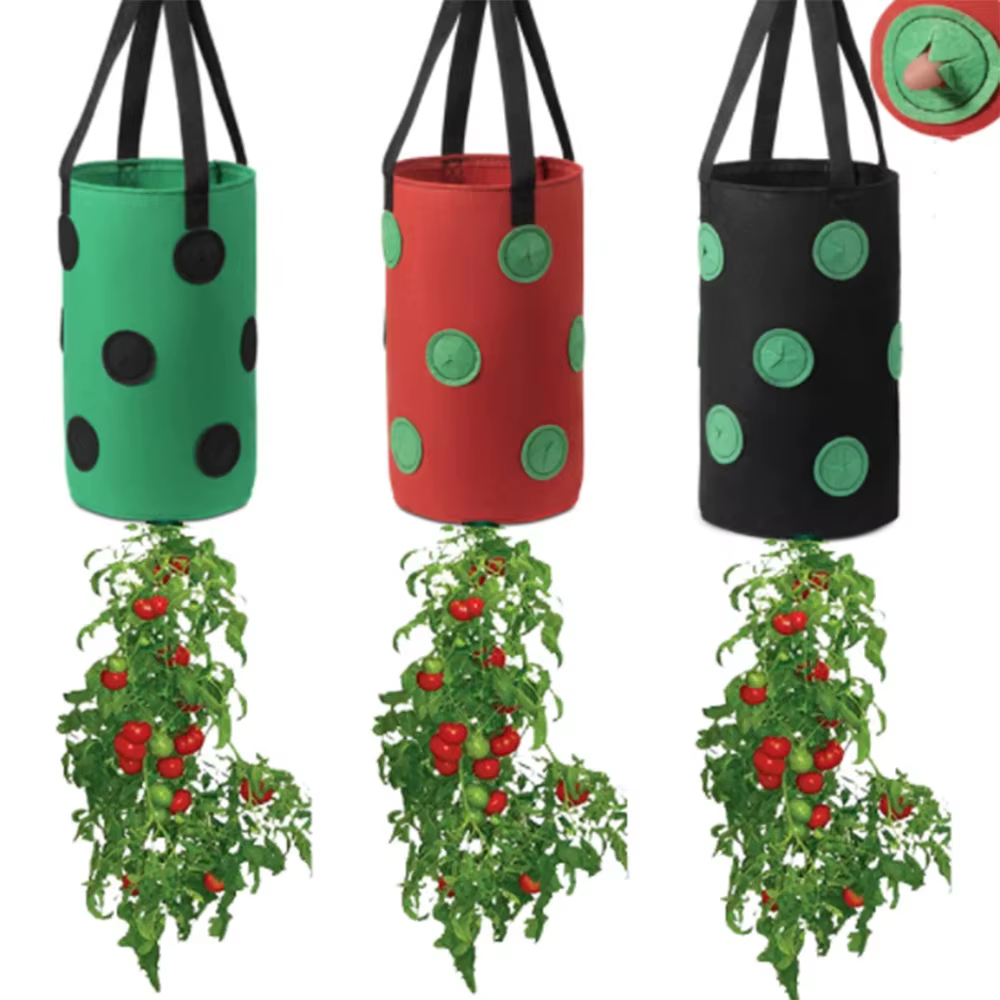 Multi-fonction 13 trous feutre suspendu tomate grandir sac planteur fraise légumes fleur plante crecer sacs jardin