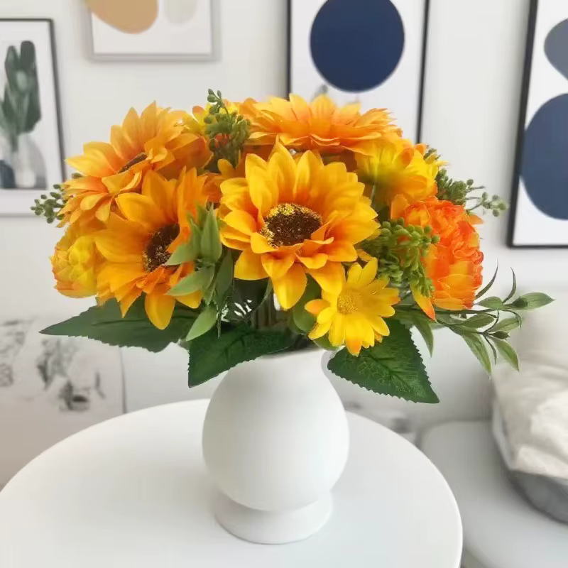 Bouquet de chrysanthème tournesol en soie