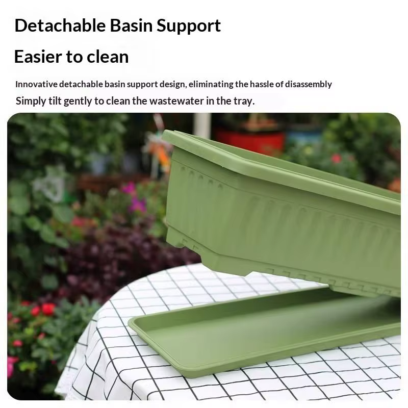 Pot de plantes rectangulaire en plastique pour l'intérieur et l'extérieur