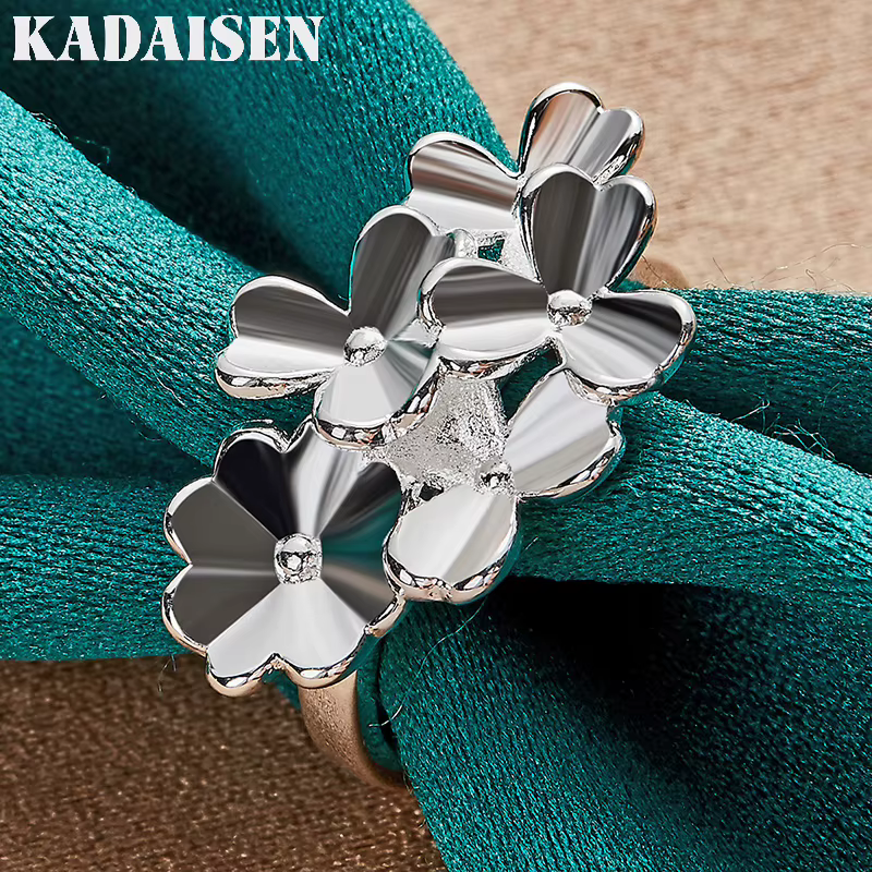 Argent sterling 925, cinq fleurs, 7-10 #   Bague pour femmes, bijoux de charme pour mariage, fiançailles, fête, à la mode