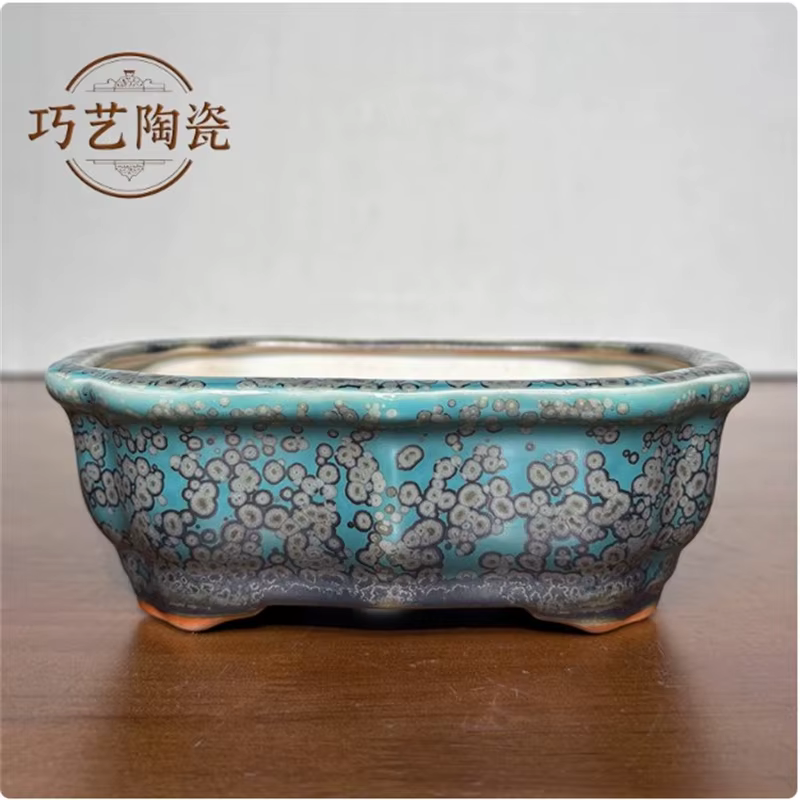 Pot de bonsaï coloré vitré en porcelaine