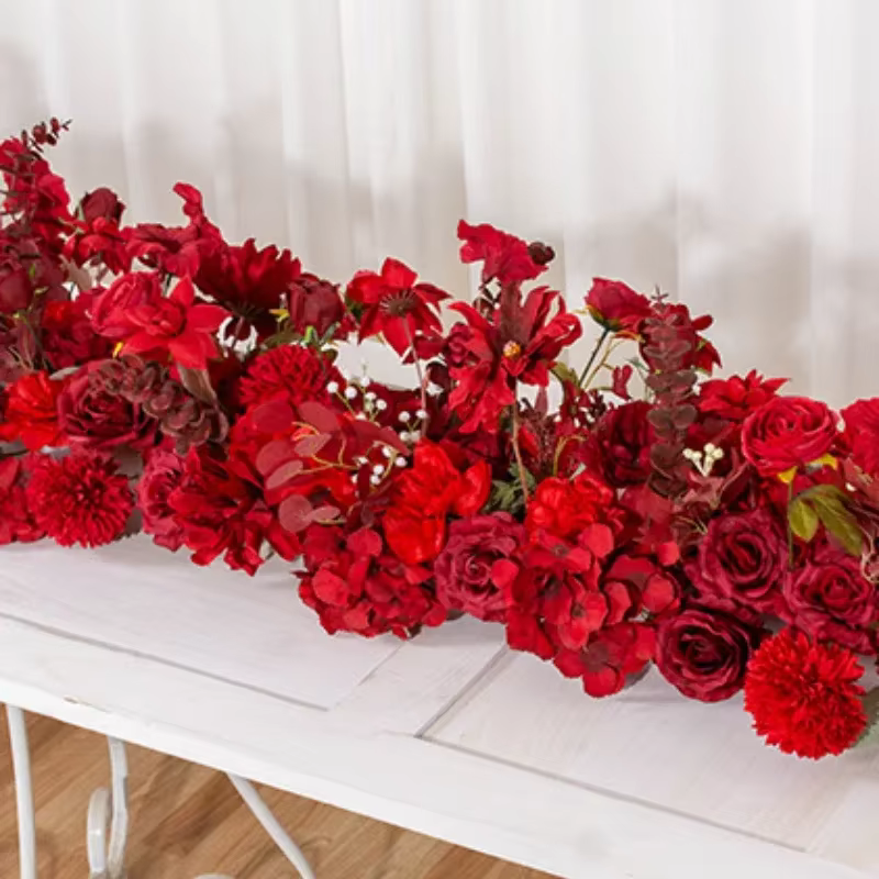 Arrangement de rangées de fausses fleurs 200x35CM