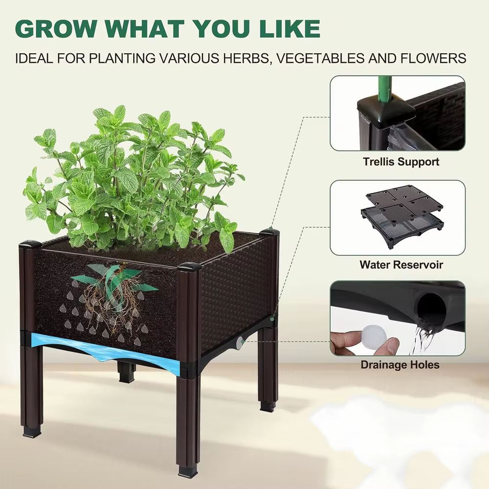 Boîte de plantation à 4 compartiments pour balcon domestique