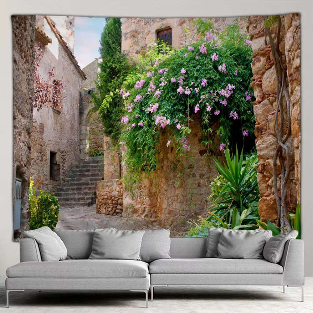 Tapisserie de paysage, plantes de rue