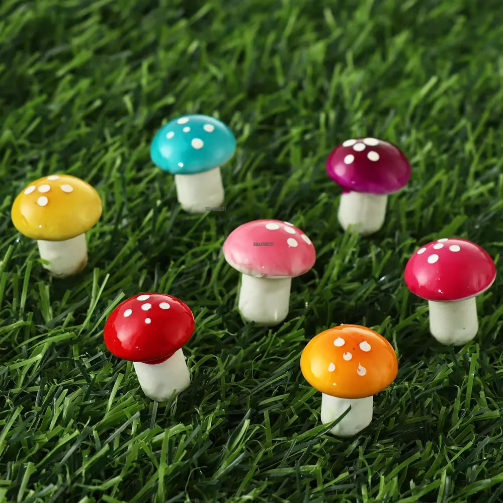 10/20 pièces Mini champignon bricolage artisanat jardin ornement résine mousse artificielle plantes en pot décor