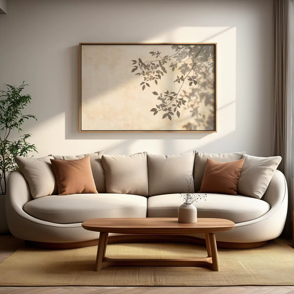 Affiches sur toile avec motif d'arbre de bouleau aux tons terreux