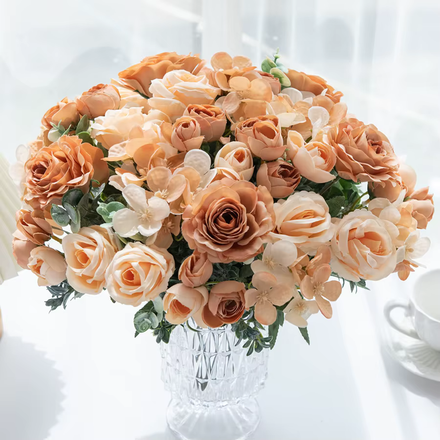 Fleurs artificielles de Haute Qualité Soie Rose Festival Maison Chambre Brial Accessoire De Mariage Couronne En Plein Air Cour Arche Décoration Cadeau
