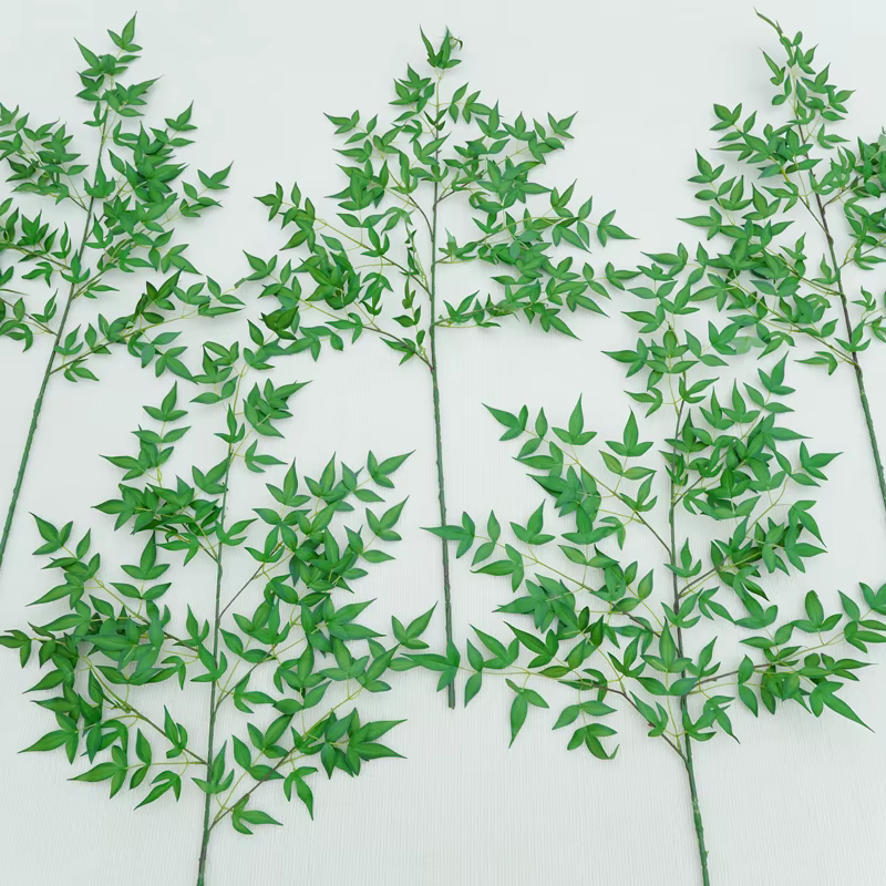 Branches de Feuilles de Bambou Vertes Artificielles