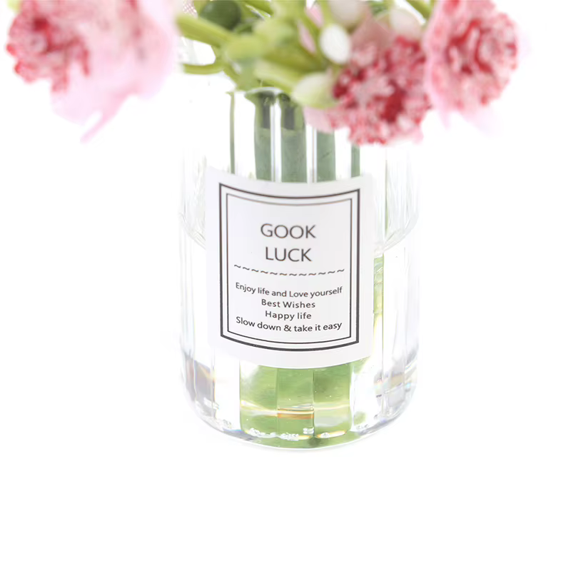 Ensemble de Vase à fleurs rose jasmin Miniature pour maison de poupée 1:12