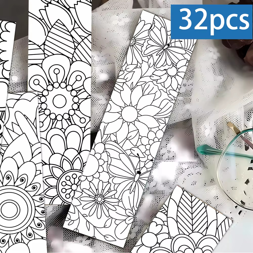 32 pièces, signets de fleurs à colorier