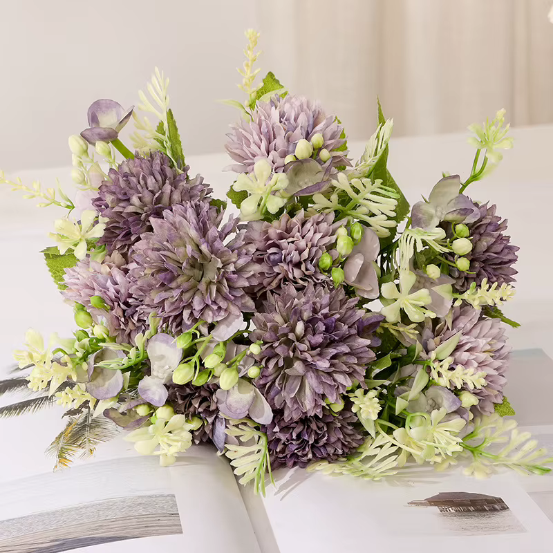 Bouquet de fleurs d'hortensia artificielles roses
