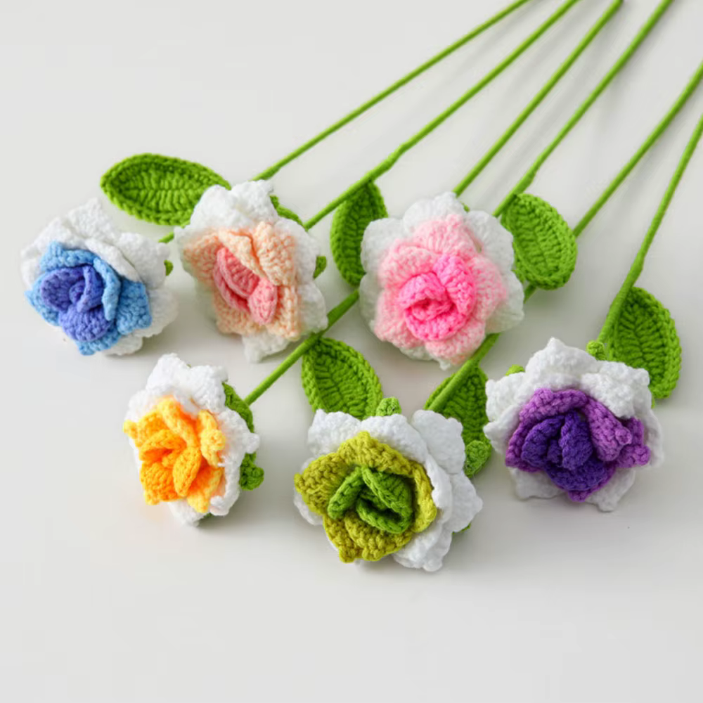 Roses tissées à la main tulipe Simulation fleur préparation