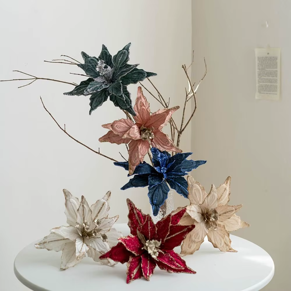 Tête de fleur fleurs de noël artificielles multicolore à la main simulée