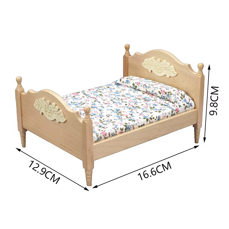 Maison de poupée Miniature européenne 1:12, modèle de lit Double, accessoire de meubles pour maison de poupée, décor de chambre à coucher, jouets de jeu pour enfants, cadeau