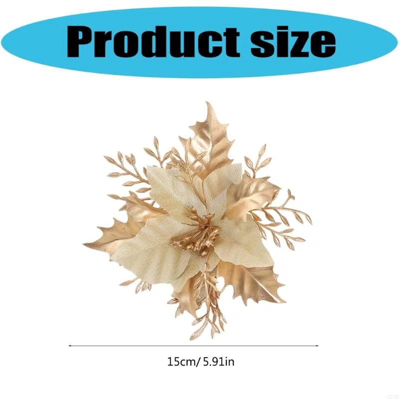Poinsettia Flower Arbre Noël Décoration Fleur artificielle pour fête vacances 37JD