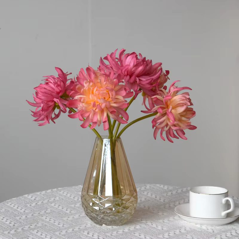 15/20 pièces de chrysanthèmes roses artificiels en forme de griffe de crabe pour mariage