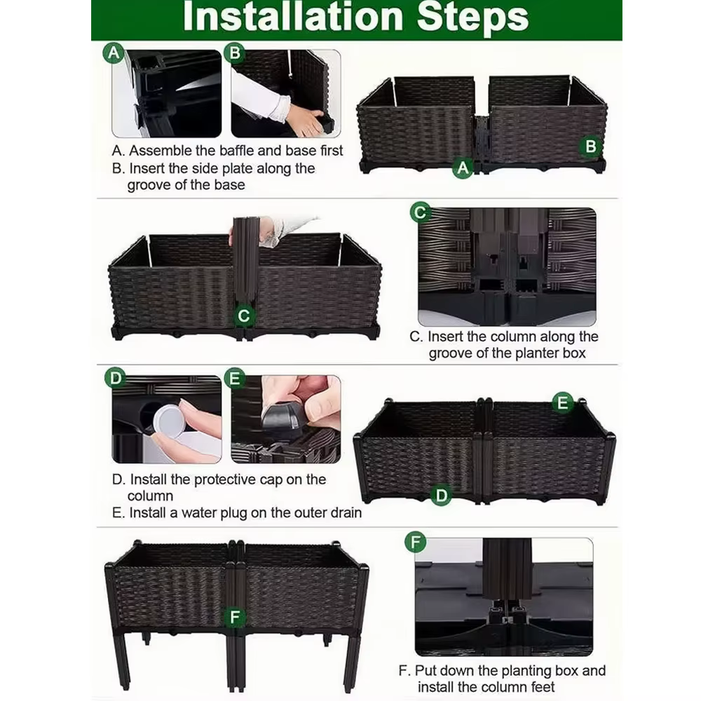 Boîte de plantation à 4 compartiments pour balcon domestique