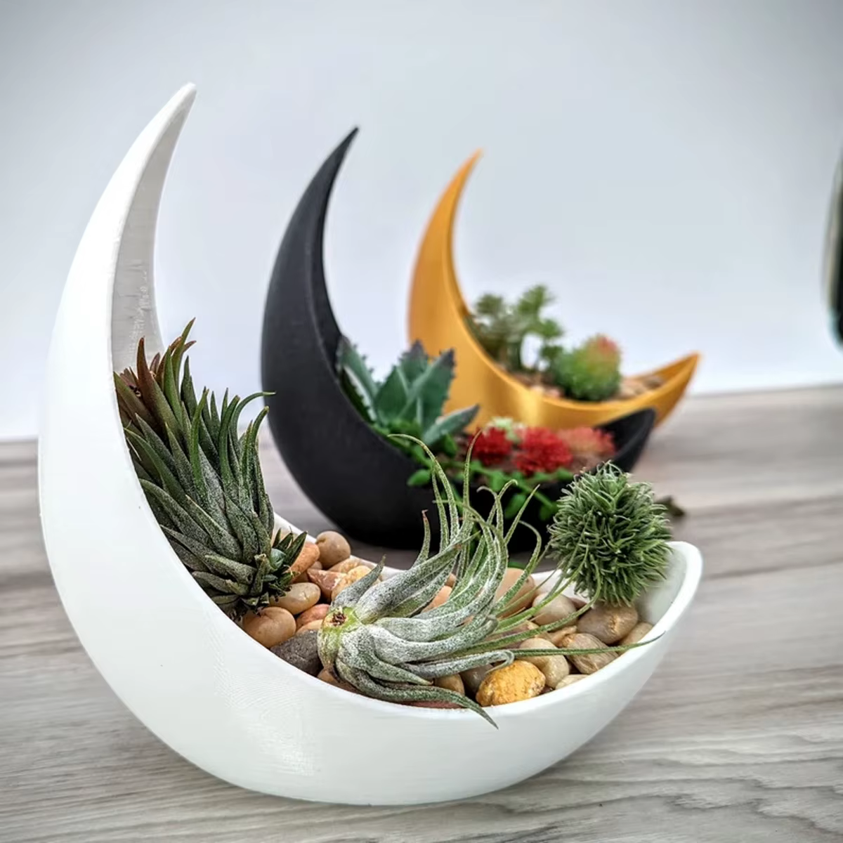 Pots de fleurs en forme de lune