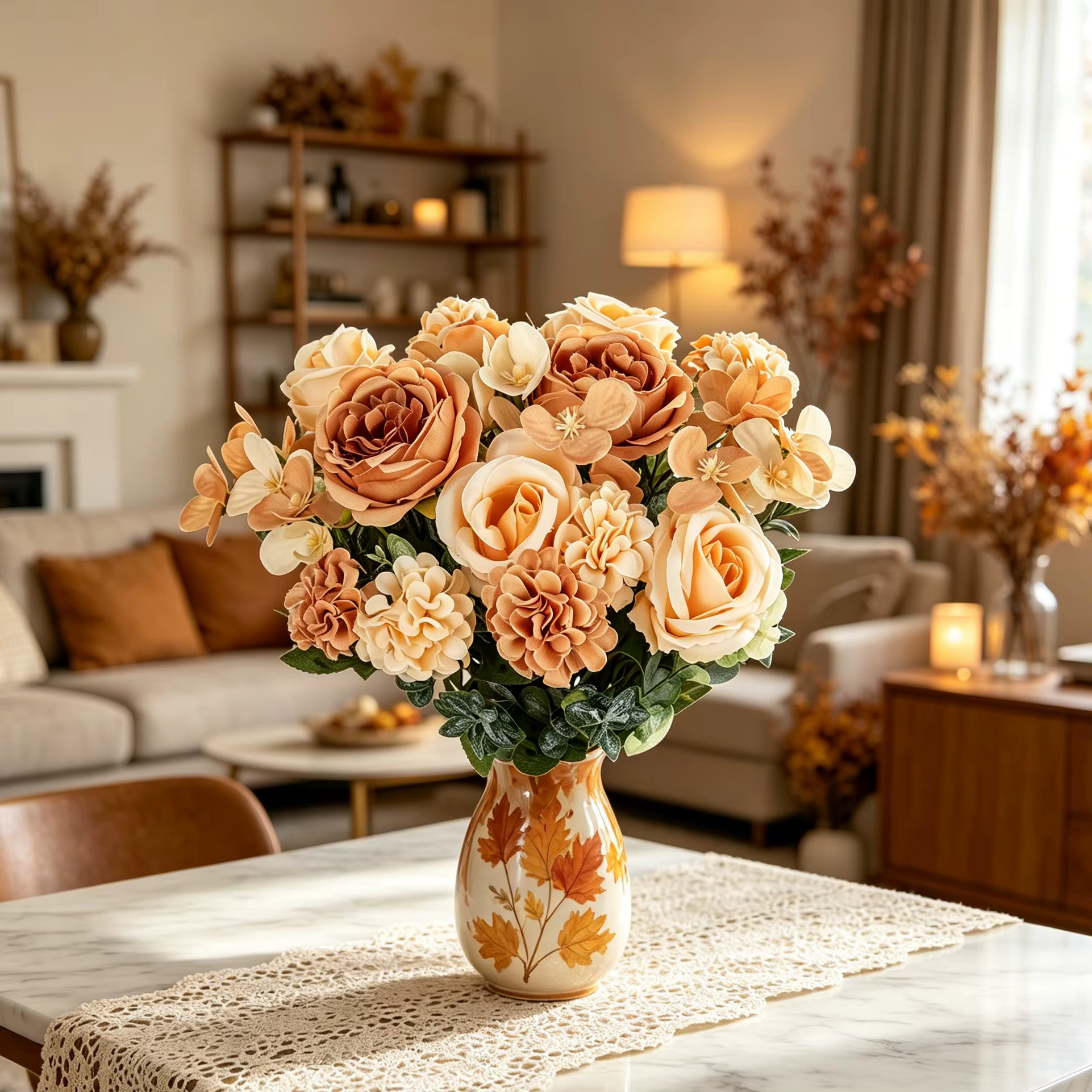 Fleurs artificielles en soie : pivoine