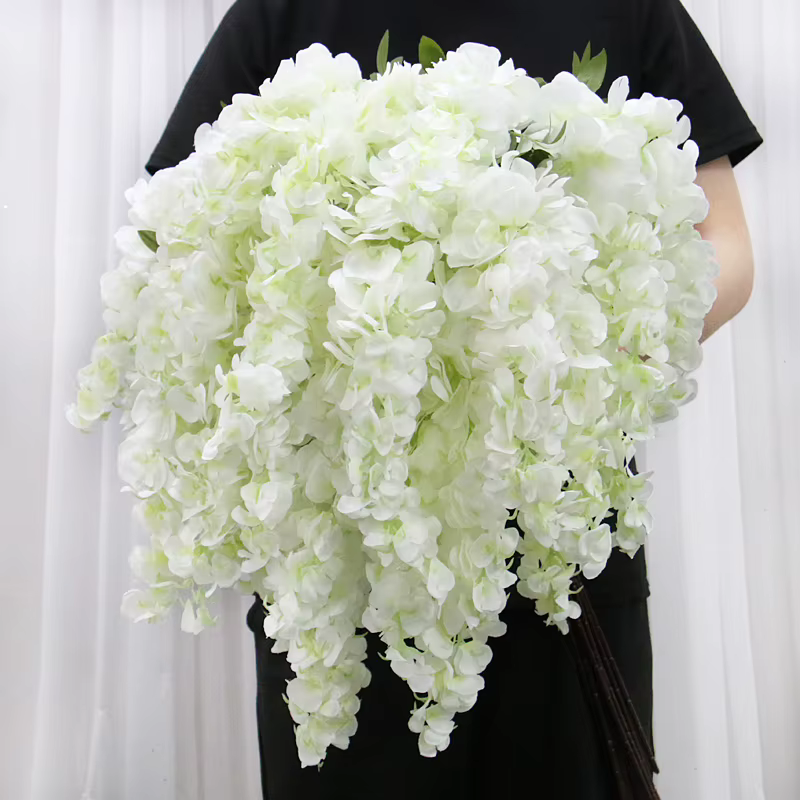 Guirlande de fleurs artificielles de glycine pour décoration murale