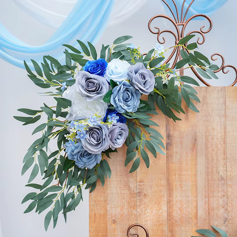 C8634 Haze série bleue fleur avec verdure signe de bienvenue