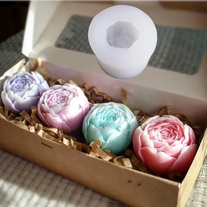 Rose avec bourgeons, moule en silicone
