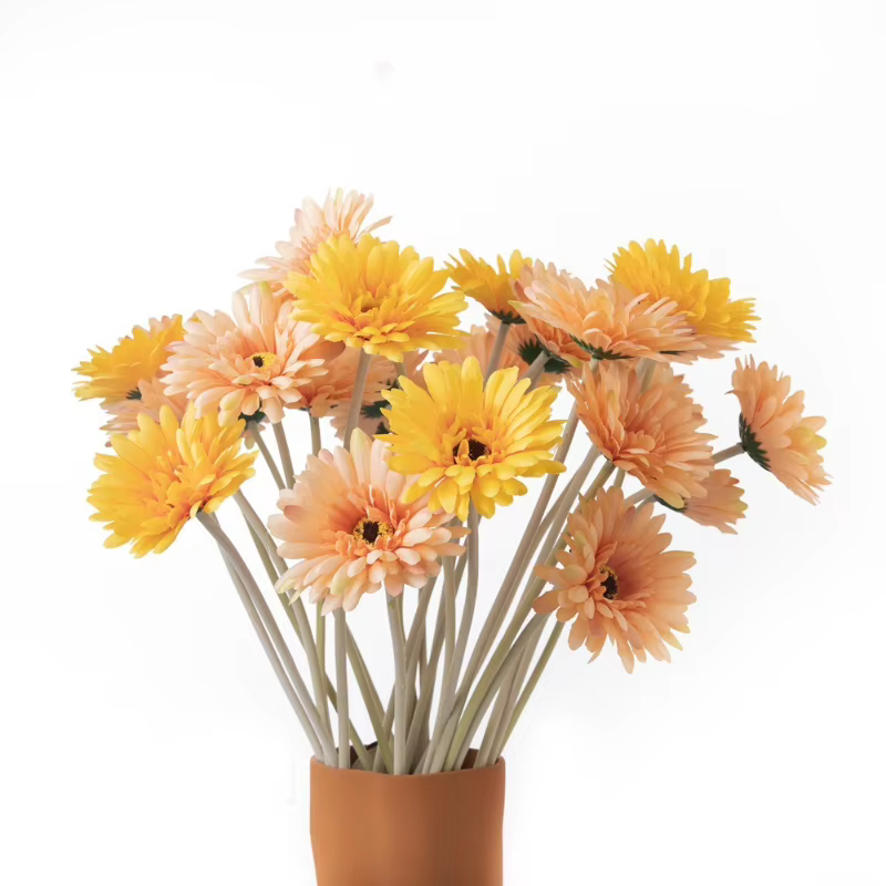 Fleurs artificielles Gerberas jaunes en tissu