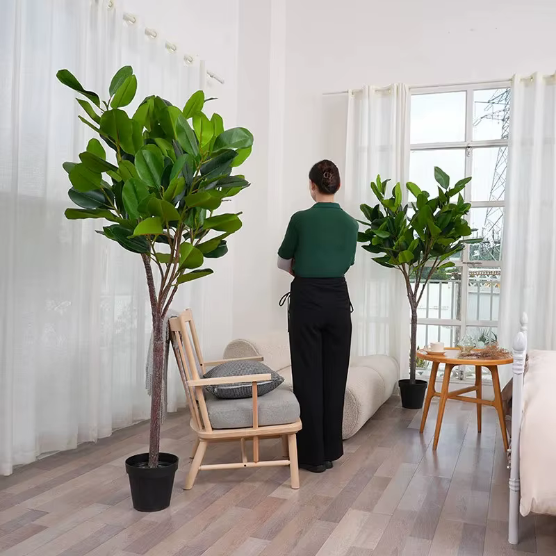 5.9ft Grand Artificiel Real Touch Vert Arbre En Caoutchouc avec Pot Plantes D'intérieur Accueil PRBalcony Décoration H209722-2097