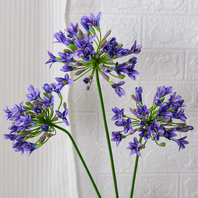 Fleurs artificielles de luxe Agapanthus africain à longue tige de 75 cm pour mariage