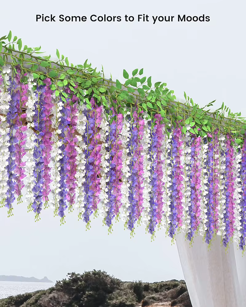 10 Branches de fleurs artificielles de glycine