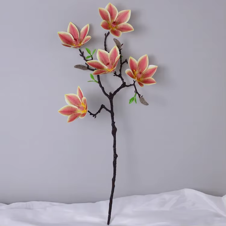 Fleurs Artificielles Magnolia en PU pour Décoration de Maison