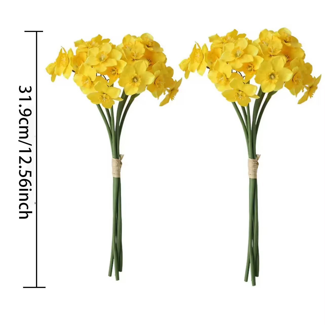 6/12 tiges de fleurs artificielles jaunes en forme de narcisse
