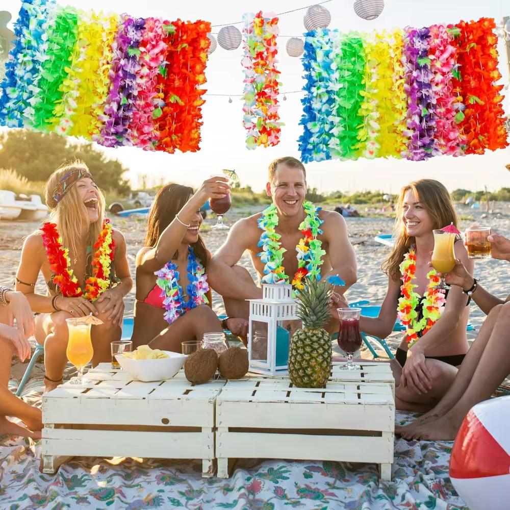 5/10 pièces Leis pour Luau couleur hawaïenne décoration fleur en soie