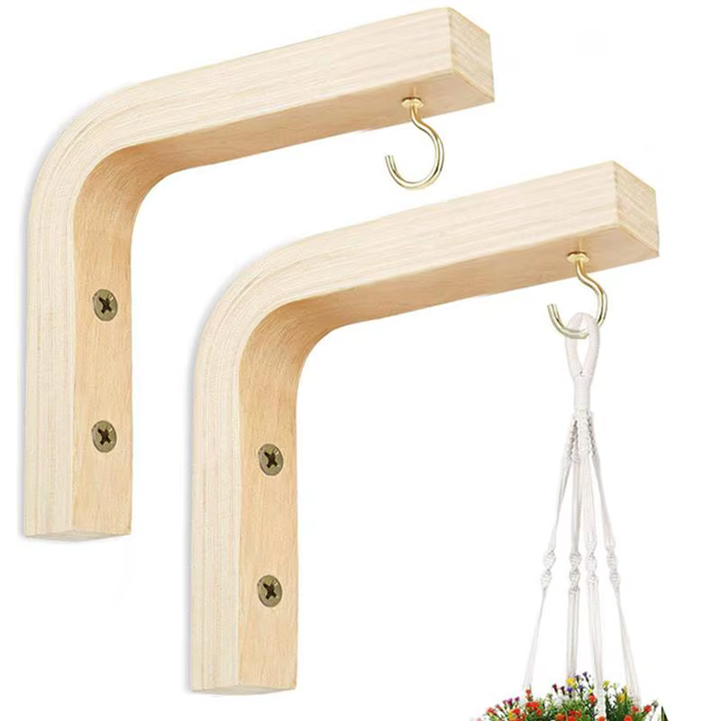 Support mural en bois naturel nordique pour plantes
