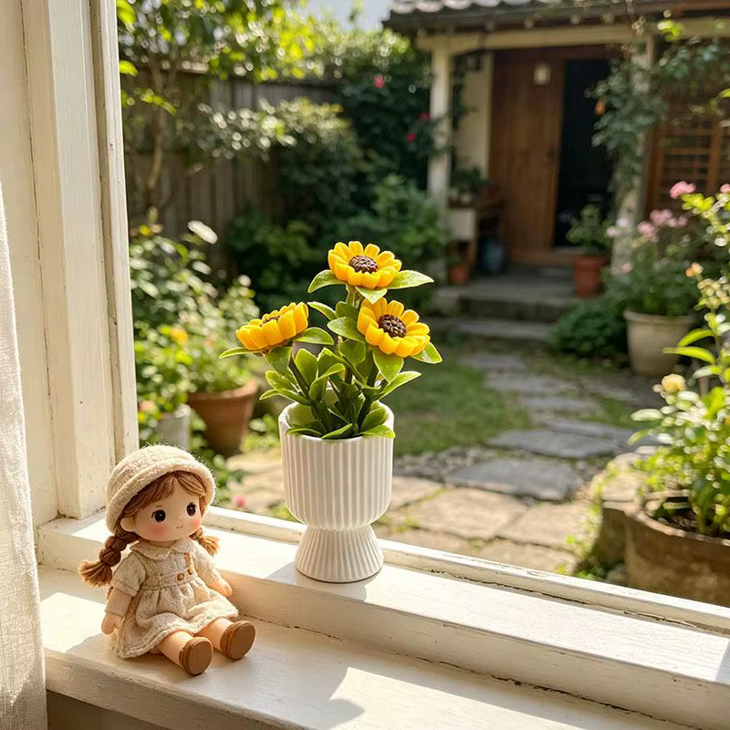 Ornement miniature de tournesol en pot