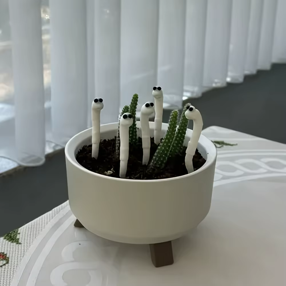 Ensemble de 2 plantes amusantes en pot en forme de vers de terre pour la décoration du jardin