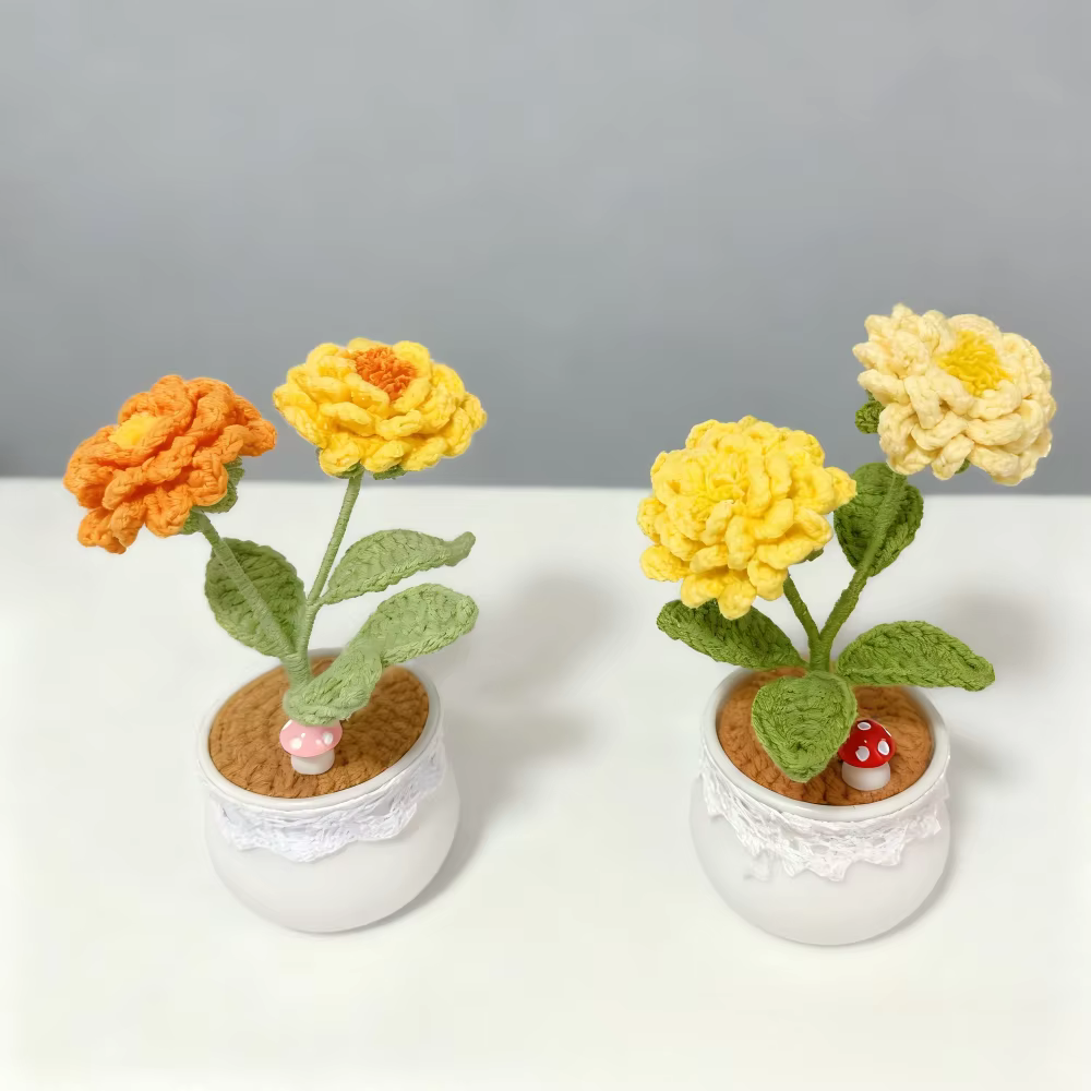 Pivoine au Crochet faite à la main en pot