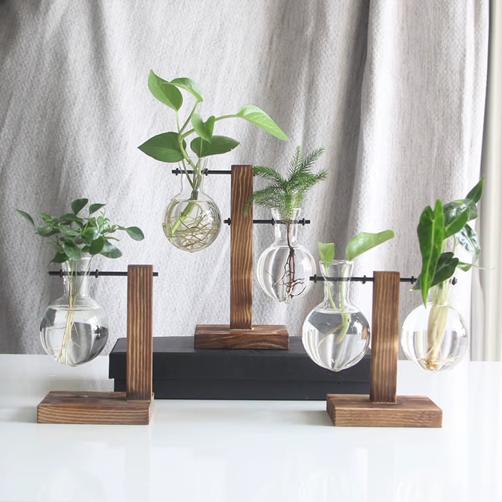 Vase à ampoules de jardinière de bureau en verre créatif